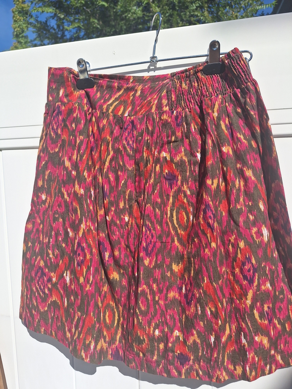 Vibrant Pink Multi-Print A-Line Skirt